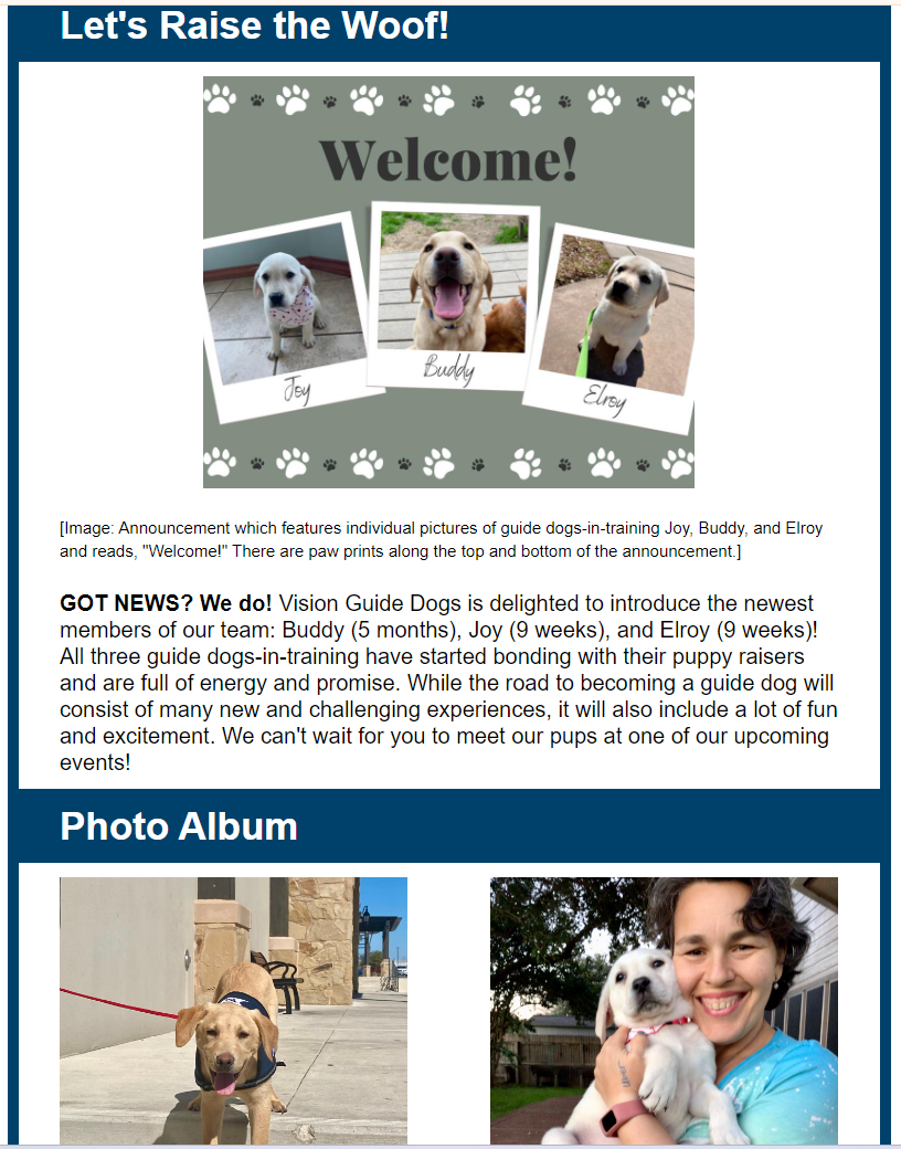 March 2024 Newsletter - Vision Guide Dogs