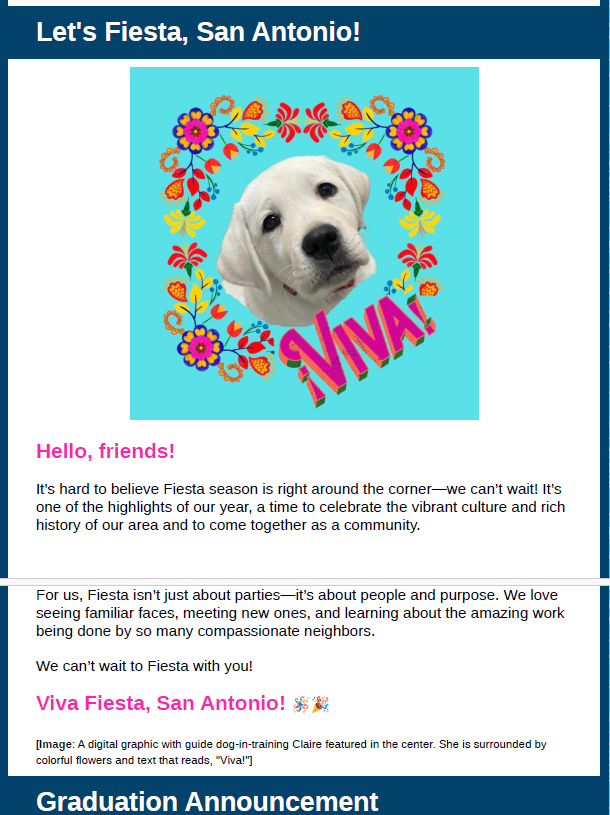 April 2026 Newsletter - Vision Guide Dogs